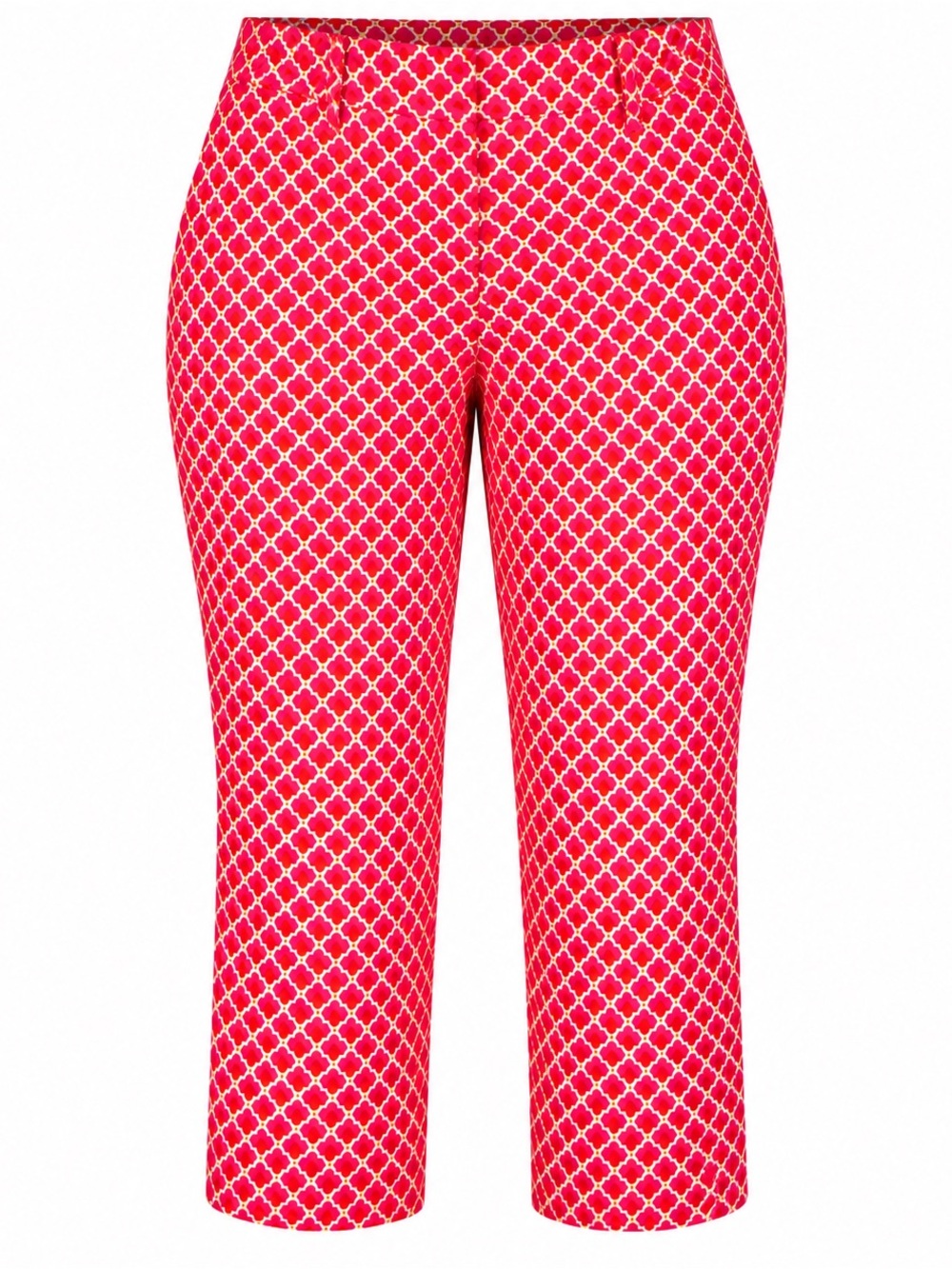 Geometric Print Cropped Capris in Hot Pink